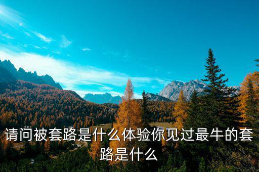 請(qǐng)問被套路是什么體驗(yàn)?zāi)阋娺^最牛的套路是什么