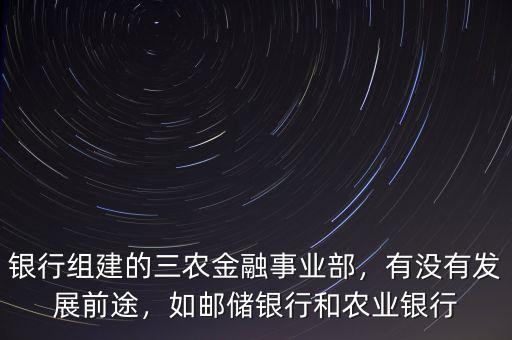 銀行組建的三農(nóng)金融事業(yè)部，有沒有發(fā)展前途，如郵儲(chǔ)銀行和農(nóng)業(yè)銀行