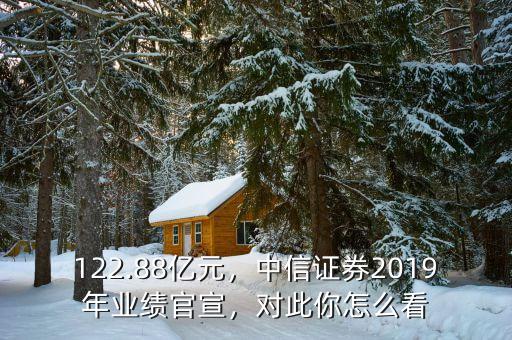 122.88億元，中信證券2019年業(yè)績(jī)官宣，對(duì)此你怎么看