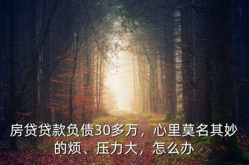 房貸貸款負(fù)債30多萬，心里莫名其妙的煩、壓力大，怎么辦