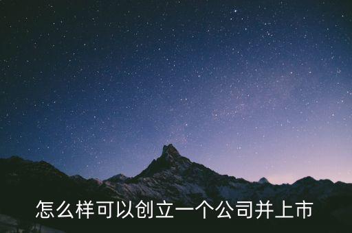 怎么樣可以創(chuàng)立一個公司并上市