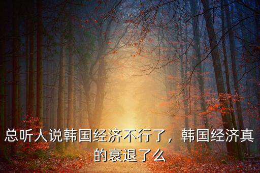 總聽人說韓國經(jīng)濟不行了，韓國經(jīng)濟真的衰退了么