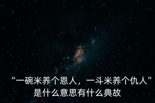 “一碗米養(yǎng)個恩人，一斗米養(yǎng)個仇人”是什么意思有什么典故