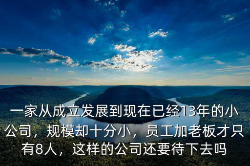 一家從成立發(fā)展到現(xiàn)在已經(jīng)13年的小公司，規(guī)模卻十分小，員工加老板才只有8人，這樣的公司還要待下去嗎