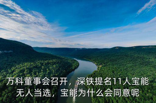 萬科董事會召開，深鐵提名11人寶能無人當(dāng)選，寶能為什么會同意呢