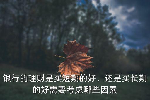 長(zhǎng)期的銀行理財(cái)怎么買,還是買長(zhǎng)期的好