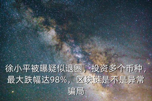 徐小平被曝疑似退圈，投資多個(gè)幣種，最大跌幅達(dá)98%，區(qū)塊鏈?zhǔn)遣皇钱惓ｒ_局