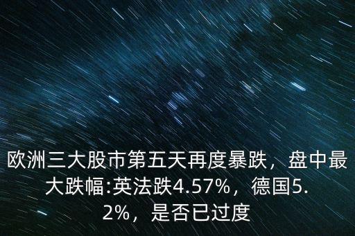 歐洲三大股市第五天再度暴跌，盤(pán)中最大跌幅:英法跌4.57%，德國(guó)5.2%，是否已過(guò)度