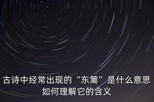 古詩中經常出現的“東籬”是什么意思如何理解它的含義