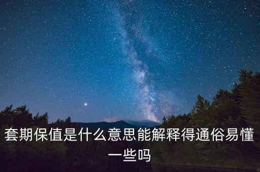 套期保值是什么意思能解釋得通俗易懂一些嗎