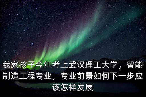 我家孩子今年考上武漢理工大學(xué)，智能制造工程專業(yè)，專業(yè)前景如何下一步應(yīng)該怎樣發(fā)展