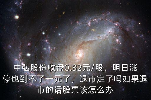 中弘股份收盤0.82元/股，明日漲停也到不了一元了，退市定了嗎如果退市的話股票該怎么辦