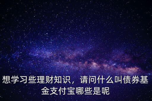 想學(xué)習(xí)些理財知識，請問什么叫債券基金支付寶哪些是呢