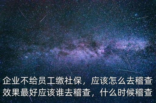 企業(yè)不給員工繳社保，應(yīng)該怎么去稽查效果最好應(yīng)該誰去稽查，什么時候稽查