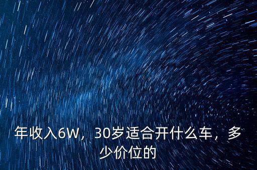 年收入6W，30歲適合開什么車，多少價位的