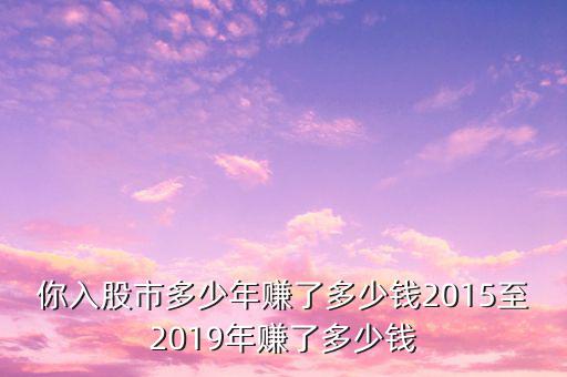 你入股市多少年賺了多少錢2015至2019年賺了多少錢