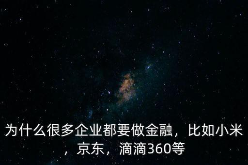 為什么很多企業(yè)都要做金融，比如小米，京東，滴滴360等