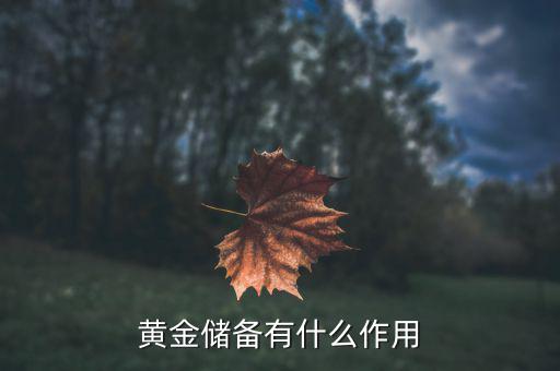 黃金儲(chǔ)備有什么作用