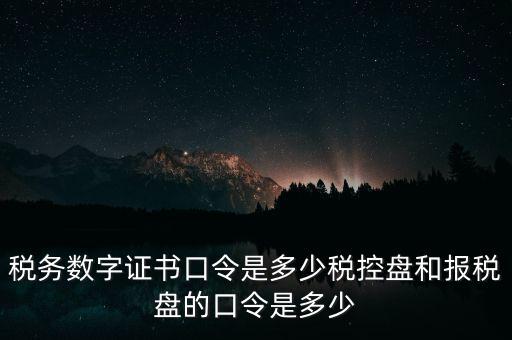 稅務(wù)數(shù)字證書口令是多少稅控盤和報(bào)稅盤的口令是多少