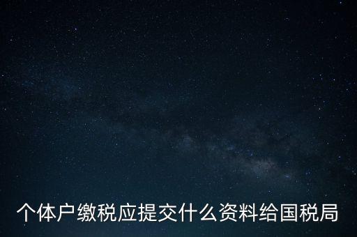 個(gè)體戶核稅什么材料，個(gè)體戶繳稅應(yīng)提交什么資料給國(guó)稅局