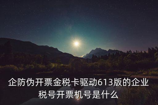 金稅盤企業(yè)稅號(hào)是什么，企防偽開票金稅卡驅(qū)動(dòng)613版的企業(yè)稅號(hào)開票機(jī)號(hào)是什么