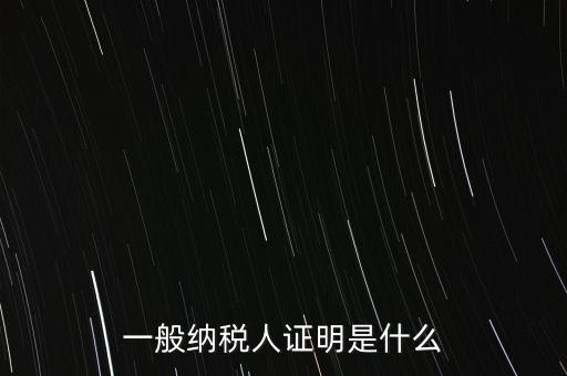 一般納稅人證明是什么