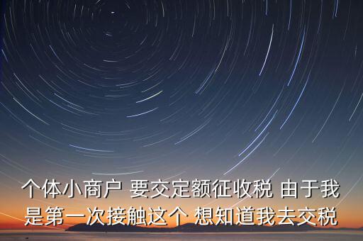 個體小商戶 要交定額征收稅 由于我是第一次接觸這個 想知道我去交稅