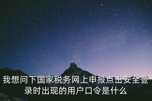 我想問下國(guó)家稅務(wù)網(wǎng)上申報(bào)點(diǎn)擊安全登錄時(shí)出現(xiàn)的用戶口令是什么