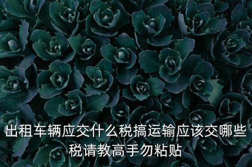 出租車輛應(yīng)交什么稅搞運輸應(yīng)該交哪些稅請教高手勿粘貼