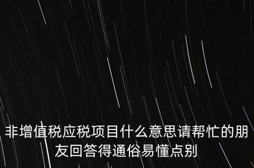 非增值稅應(yīng)稅項(xiàng)目什么意思請(qǐng)幫忙的朋友回答得通俗易懂點(diǎn)別