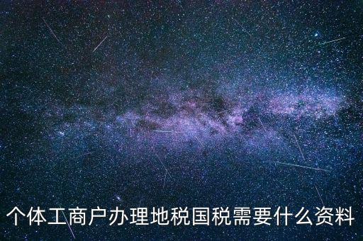 個體工商戶辦理地稅國稅需要什么資料