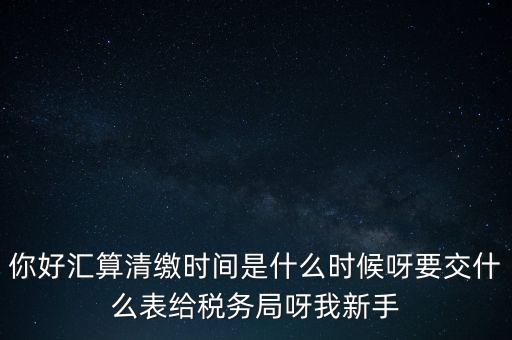 匯算清繳到什么時(shí)候，你好匯算清繳時(shí)間是什么時(shí)候呀要交什么表給稅務(wù)局呀我新手