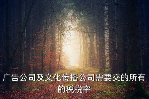 廣告公司交什么稅，廣告公司及文化傳播公司需要交的所有的稅稅率