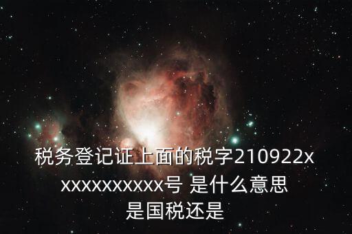 稅務(wù)登記證上面的稅字210922xxxxxxxxxxx號(hào) 是什么意思是國稅還是