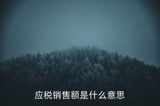 應(yīng)稅銷(xiāo)售額是什么意思