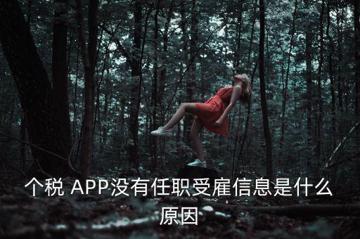 個(gè)稅 APP沒(méi)有任職受雇信息是什么原因