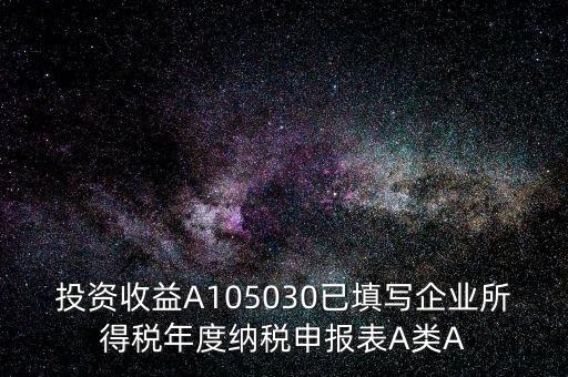 a100000什么時(shí)候填，投資收益A105030已填寫(xiě)企業(yè)所得稅年度納稅申報(bào)表A類(lèi)A