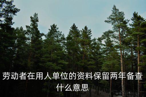 留存?zhèn)洳槭鞘裁匆馑?，勞動者在用人單位的資料保留兩年備查什么意思