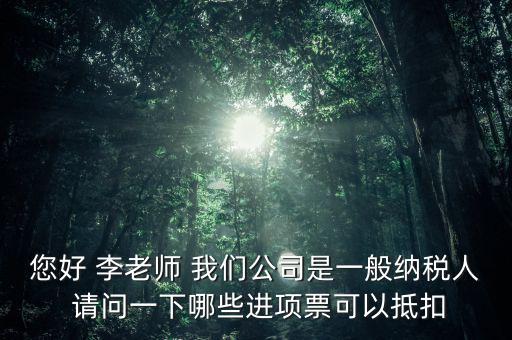 您好 李老師 我們公司是一般納稅人 請問一下哪些進(jìn)項(xiàng)票可以抵扣