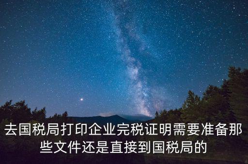 去國稅局打印企業(yè)完稅證明需要準(zhǔn)備那些文件還是直接到國稅局的