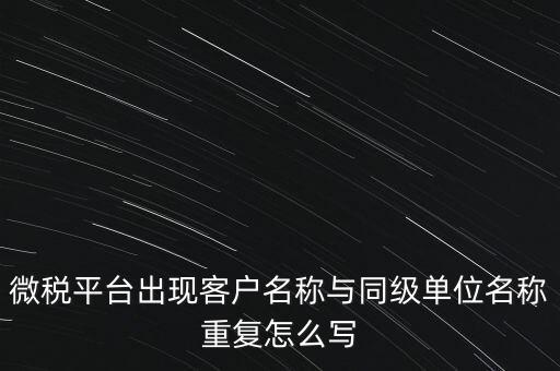 微稅平臺(tái)出現(xiàn)客戶名稱與同級(jí)單位名稱重復(fù)怎么寫(xiě)