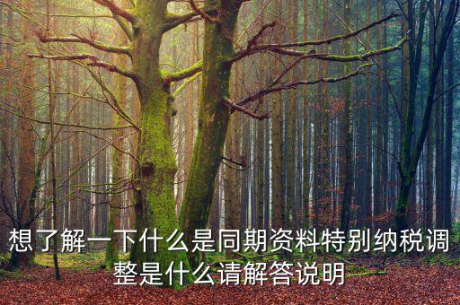 關聯(lián)申報同期資料是什么，想了解一下什么是同期資料特別納稅調整是什么請解答說明