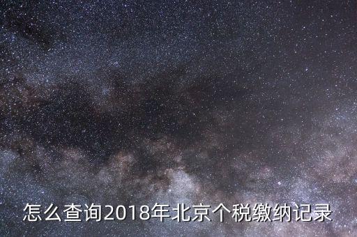 怎么查詢2018年北京個稅繳納記錄