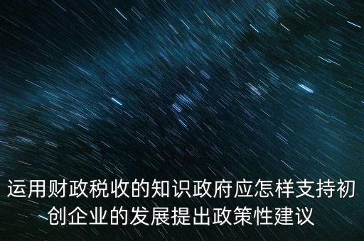 運用財政稅收的知識政府應(yīng)怎樣支持初創(chuàng)企業(yè)的發(fā)展提出政策性建議