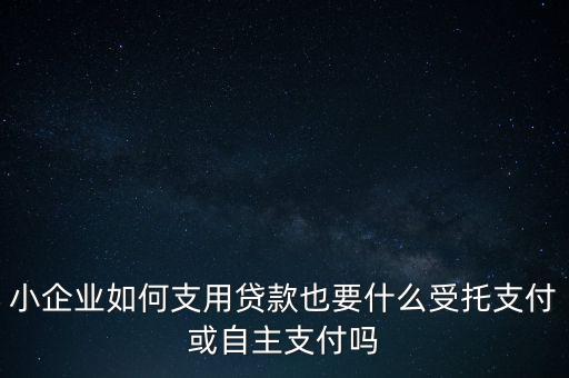 小企業(yè)如何支用貸款也要什么受托支付或自主支付嗎