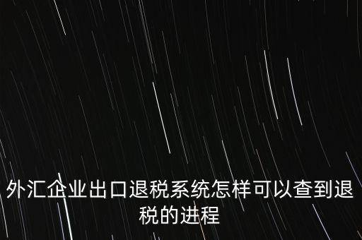 外匯企業(yè)出口退稅系統(tǒng)怎樣可以查到退稅的進(jìn)程