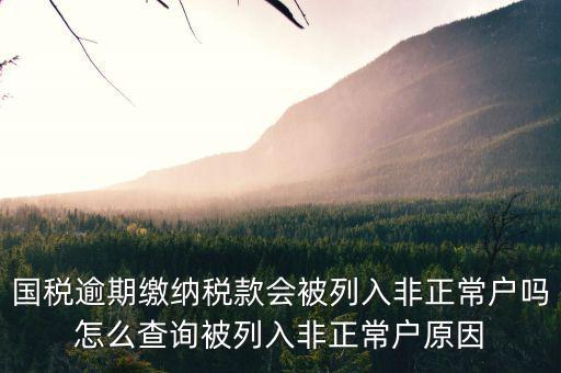 國稅逾期繳納稅款會被列入非正常戶嗎怎么查詢被列入非正常戶原因