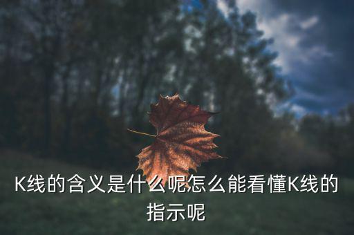 K線的含義是什么呢怎么能看懂K線的指示呢