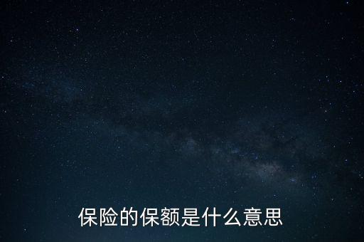 保險的保額是什么意思