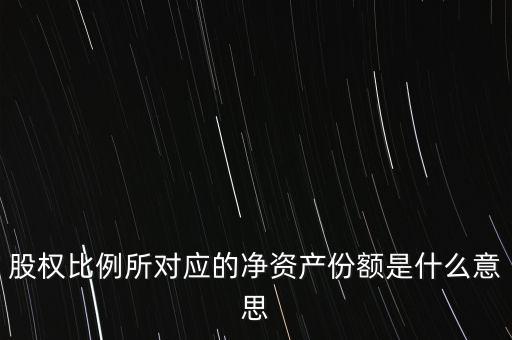 股權比例所對應的凈資產(chǎn)份額是什么意思